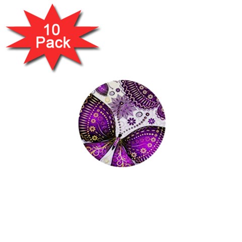 Purple Butterflies, Abstract, Floral, Flowers 1  Mini Buttons (10 pack)  from ArtsNow.com Front