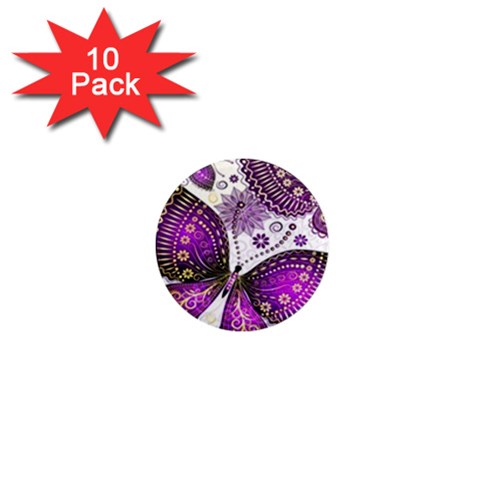 Purple Butterflies, Abstract, Floral, Flowers 1  Mini Magnet (10 pack)  from ArtsNow.com Front