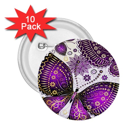 Purple Butterflies, Abstract, Floral, Flowers 2.25  Buttons (10 pack)  from ArtsNow.com Front