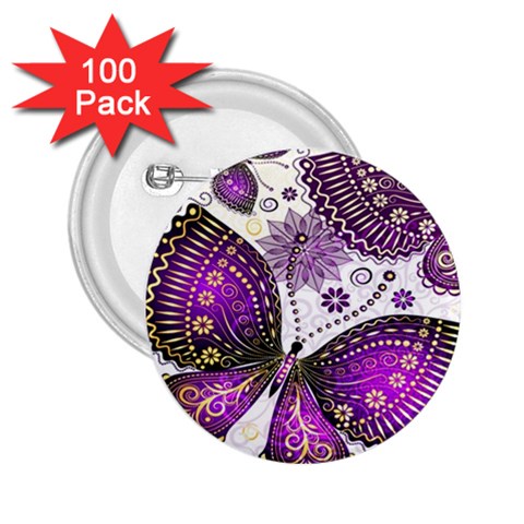 Purple Butterflies, Abstract, Floral, Flowers 2.25  Buttons (100 pack)  from ArtsNow.com Front