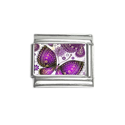 Purple Butterflies, Abstract, Floral, Flowers Italian Charm (9mm) from ArtsNow.com Front