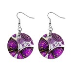 Purple Butterflies, Abstract, Floral, Flowers Mini Button Earrings