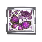 Purple Butterflies, Abstract, Floral, Flowers Mega Link Italian Charm (18mm)