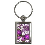 Purple Butterflies, Abstract, Floral, Flowers Key Chain (Rectangle)