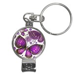 Purple Butterflies, Abstract, Floral, Flowers Nail Clippers Key Chain