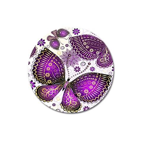 Purple Butterflies, Abstract, Floral, Flowers Magnet 3  (Round) from ArtsNow.com Front