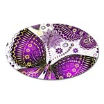 Purple Butterflies, Abstract, Floral, Flowers Oval Magnet