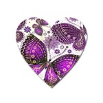 Purple Butterflies, Abstract, Floral, Flowers Heart Magnet