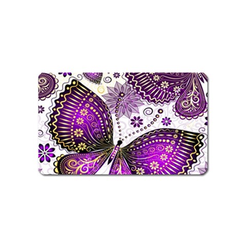 Purple Butterflies, Abstract, Floral, Flowers Magnet (Name Card) from ArtsNow.com Front