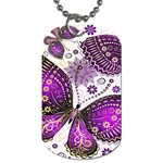 Purple Butterflies, Abstract, Floral, Flowers Dog Tag (One Side)