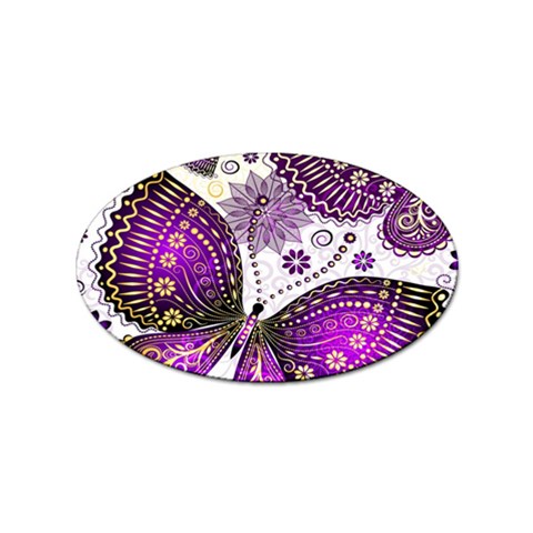 Purple Butterflies, Abstract, Floral, Flowers Sticker Oval (10 pack) from ArtsNow.com Front