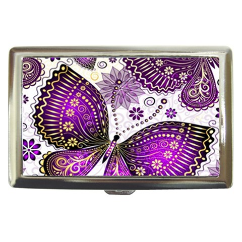 Purple Butterflies, Abstract, Floral, Flowers Cigarette Money Case from ArtsNow.com Front