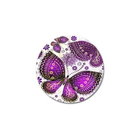 Purple Butterflies, Abstract, Floral, Flowers Golf Ball Marker from ArtsNow.com Front