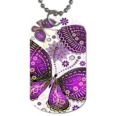 Purple Butterflies, Abstract, Floral, Flowers Dog Tag (Two Sides) from ArtsNow.com Front