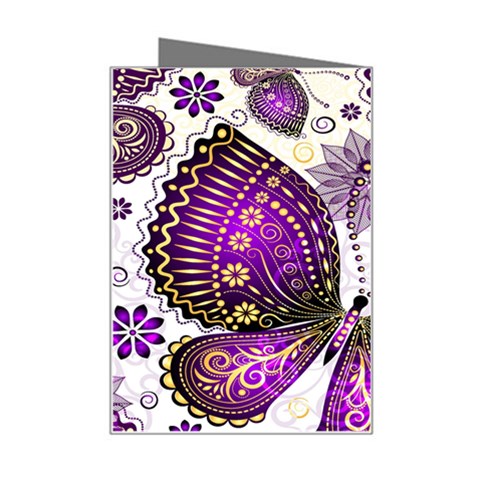 Purple Butterflies, Abstract, Floral, Flowers Mini Greeting Card from ArtsNow.com Right