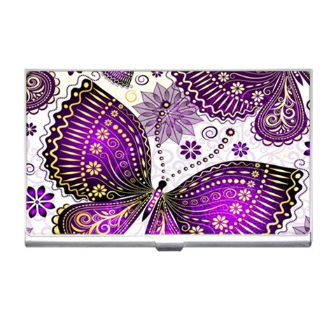 Purple Butterflies, Abstract, Floral, Flowers Business Card Holder from ArtsNow.com Front