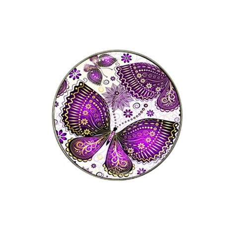 Purple Butterflies, Abstract, Floral, Flowers Hat Clip Ball Marker from ArtsNow.com Front