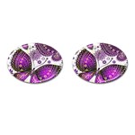 Purple Butterflies, Abstract, Floral, Flowers Cufflinks (Oval)