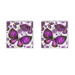 Purple Butterflies, Abstract, Floral, Flowers Cufflinks (Square)