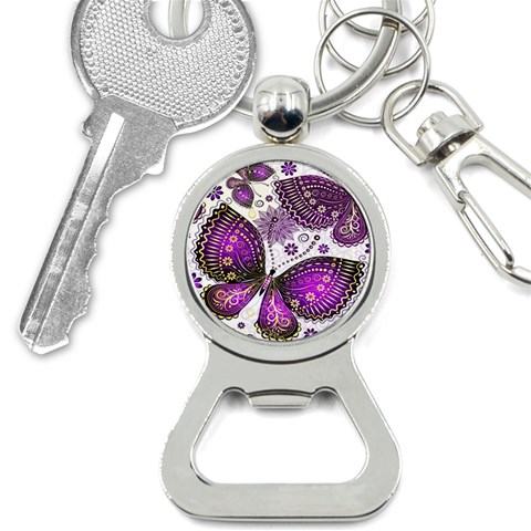 Purple Butterflies, Abstract, Floral, Flowers Bottle Opener Key Chain from ArtsNow.com Front