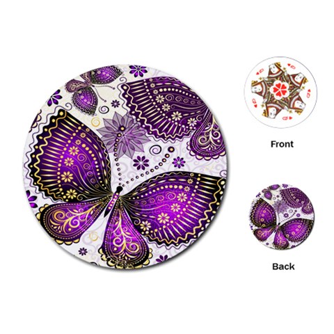 Purple Butterflies, Abstract, Floral, Flowers Playing Cards Single Design (Round) from ArtsNow.com Front