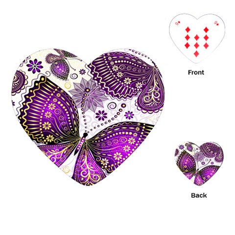 Purple Butterflies, Abstract, Floral, Flowers Playing Cards Single Design (Heart) from ArtsNow.com Front