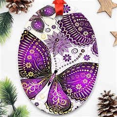 Purple Butterflies, Abstract, Floral, Flowers Oval Ornament (Two Sides) from ArtsNow.com Front