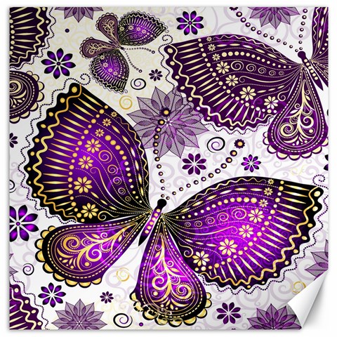 Purple Butterflies, Abstract, Floral, Flowers Canvas 12  x 12  from ArtsNow.com 11.4 x11.56  Canvas - 1