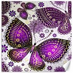 Purple Butterflies, Abstract, Floral, Flowers Canvas 12  x 12 