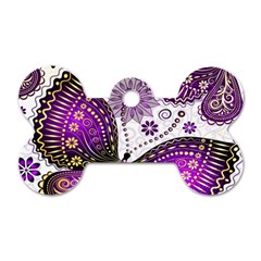 Purple Butterflies, Abstract, Floral, Flowers Dog Tag Bone (Two Sides) from ArtsNow.com Front