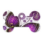 Purple Butterflies, Abstract, Floral, Flowers Dog Tag Bone (Two Sides)