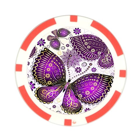 Purple Butterflies, Abstract, Floral, Flowers Poker Chip Card Guard from ArtsNow.com Front