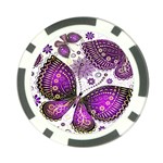 Purple Butterflies, Abstract, Floral, Flowers Poker Chip Card Guard