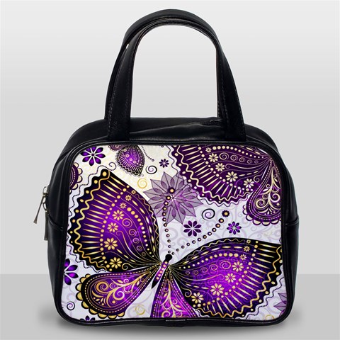 Purple Butterflies, Abstract, Floral, Flowers Classic Handbag (One Side) from ArtsNow.com Front