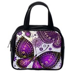 Purple Butterflies, Abstract, Floral, Flowers Classic Handbag (One Side)