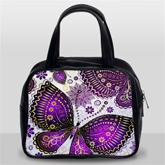 Purple Butterflies, Abstract, Floral, Flowers Classic Handbag (Two Sides) from ArtsNow.com Front