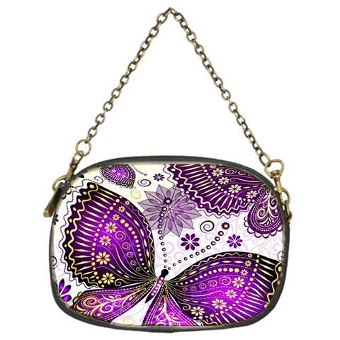 Purple Butterflies, Abstract, Floral, Flowers Chain Purse (One Side) from ArtsNow.com Front