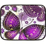 Purple Butterflies, Abstract, Floral, Flowers Fleece Blanket (Mini)