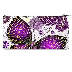 Purple Butterflies, Abstract, Floral, Flowers Pencil Case from ArtsNow.com Back