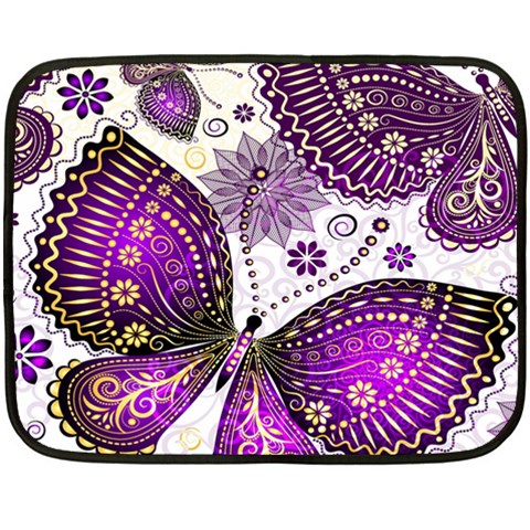 Purple Butterflies, Abstract, Floral, Flowers Two Sides Fleece Blanket (Mini) from ArtsNow.com 35 x27  Blanket Front