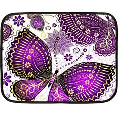 Purple Butterflies, Abstract, Floral, Flowers Two Sides Fleece Blanket (Mini) from ArtsNow.com 35 x27  Blanket Back