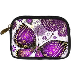 Purple Butterflies, Abstract, Floral, Flowers Digital Camera Leather Case from ArtsNow.com Front