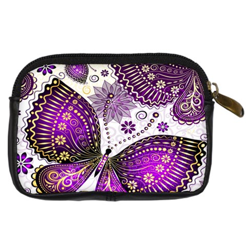 Purple Butterflies, Abstract, Floral, Flowers Digital Camera Leather Case from ArtsNow.com Back