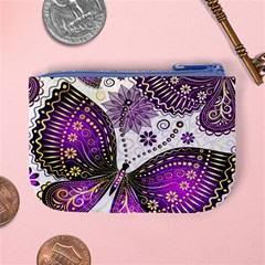 Purple Butterflies, Abstract, Floral, Flowers Mini Coin Purse from ArtsNow.com Back