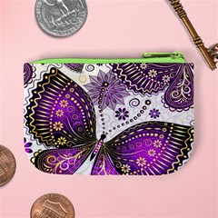 Purple Butterflies, Abstract, Floral, Flowers Mini Coin Purse from ArtsNow.com Back