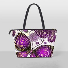 Purple Butterflies, Abstract, Floral, Flowers Classic Shoulder Handbag from ArtsNow.com Back