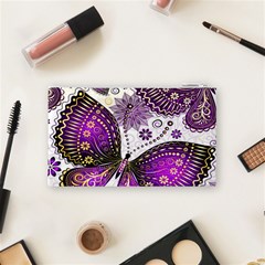 Purple Butterflies, Abstract, Floral, Flowers Cosmetic Bag (Small) from ArtsNow.com Back