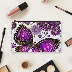 Purple Butterflies, Abstract, Floral, Flowers Cosmetic Bag (Medium) from ArtsNow.com Front