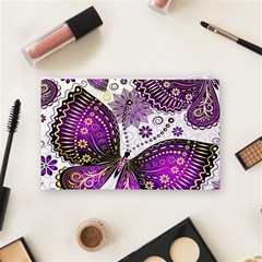 Purple Butterflies, Abstract, Floral, Flowers Cosmetic Bag (Medium) from ArtsNow.com Back