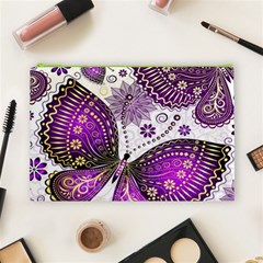 Purple Butterflies, Abstract, Floral, Flowers Cosmetic Bag (Large) from ArtsNow.com Front